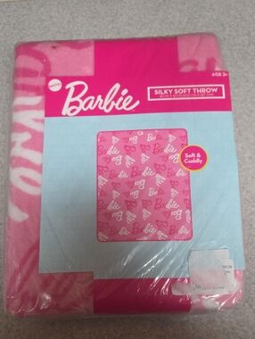 Barbie Pink Logo Plush Throw Blanket